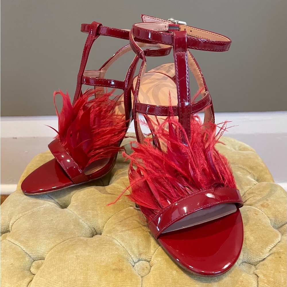 Halston Heritage blood red patent leather sandals (size 8)